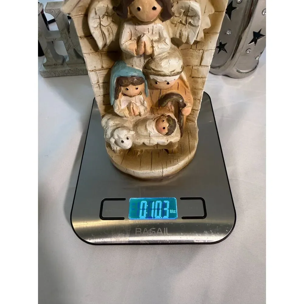 Hand-Painted Nativity Figurine Holiday Decor - Gold, Cream, Brown